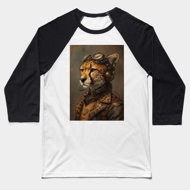 Steampunk Cheetah Baseball T-Shirt by Durro